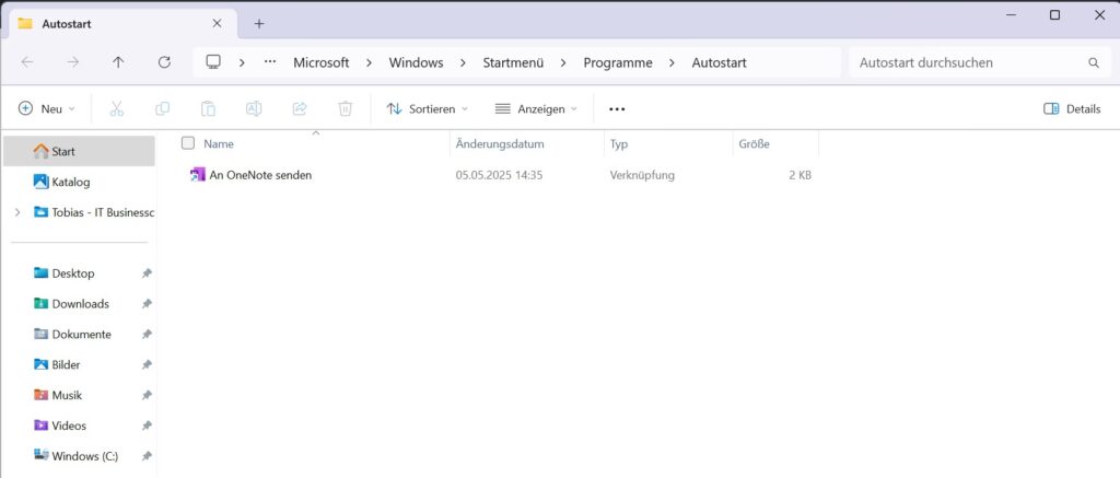Autostart Ordner bei Windows 11