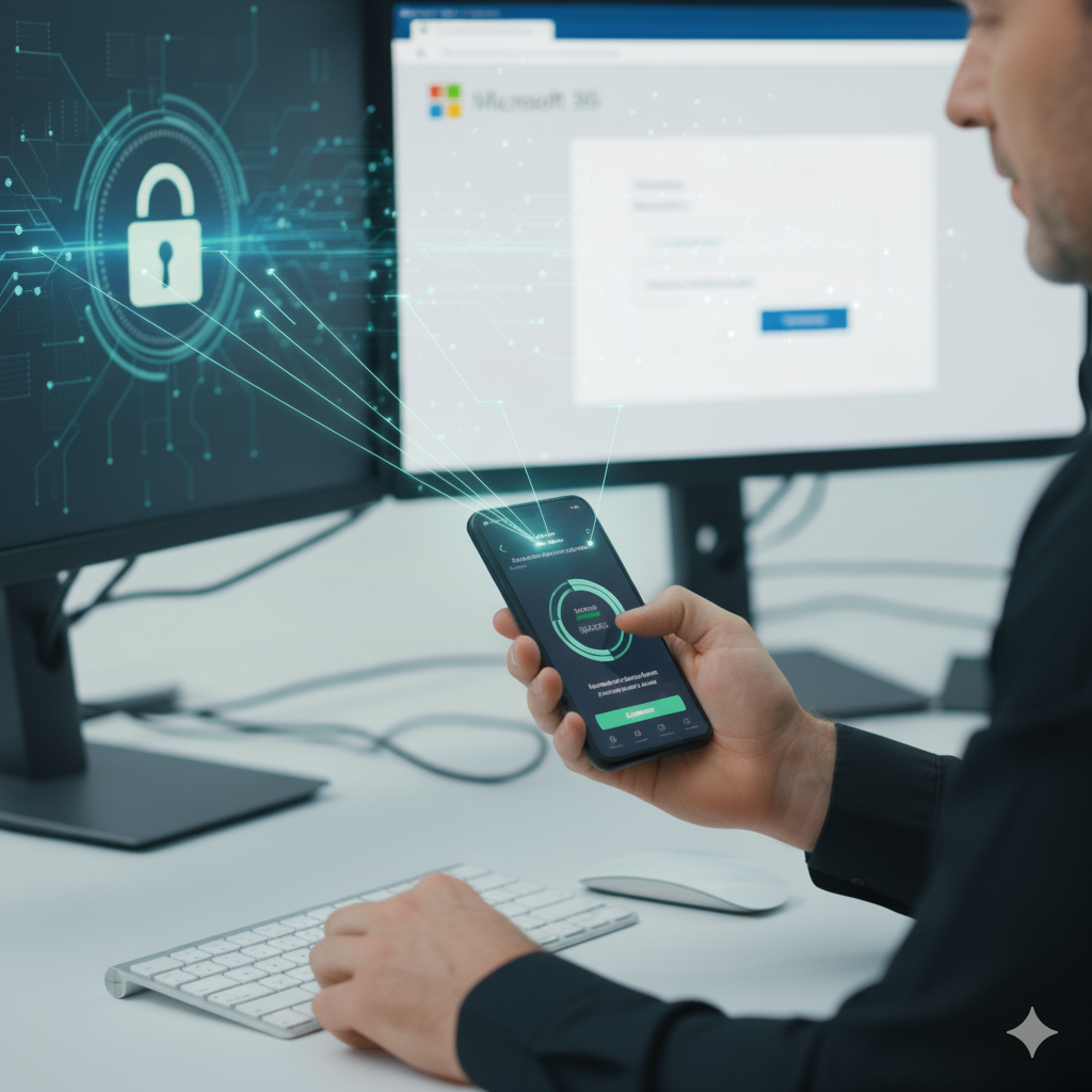 Darstellung von Multi-Faktor-Authentifizierung bei Conditional Access über Smartphone